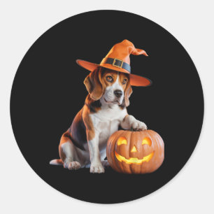Pegatina Redonda Beagle De Halloween Para Los Amantes Del Perro Enc