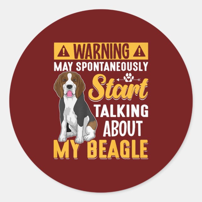 Pegatina Redonda Beagle Dog Art Appart/ Beagle Dog Lovers Classic (Anverso)