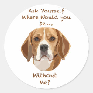 Pegatina Redonda Beagle Dog Hand Drake Digital Art Adorable