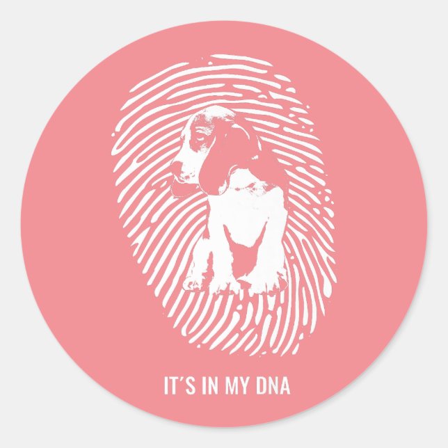 Pegatina Redonda Beagle Dog Raza Premium/ Beagle Perros Amantes (Anverso)