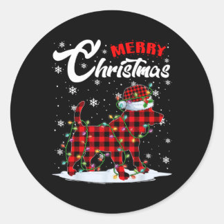 Pegatina Redonda Beagle Dog Santa Hat Árbol de Navidad