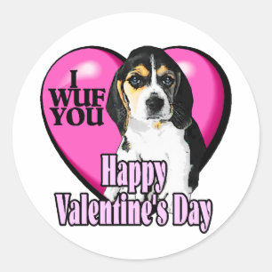 Pegatina Redonda Beagle I Wuf You