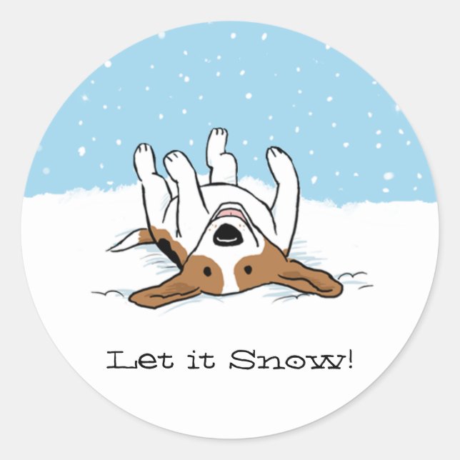 Pegatina Redonda Beagle Let it Snow | Personalizado de vacaciones d (Anverso)