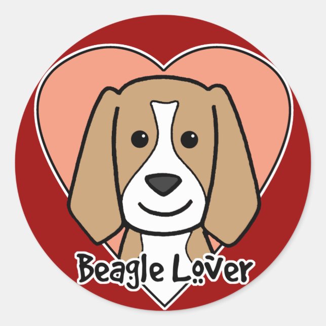 Pegatina Redonda Beagle Lover (Anverso)