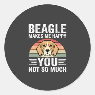 Pegatina Redonda Beagle Me Hace Feliz Amante De Los Perros