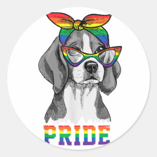 Pegatina Redonda Beagle Mom Dad Gay Lesb