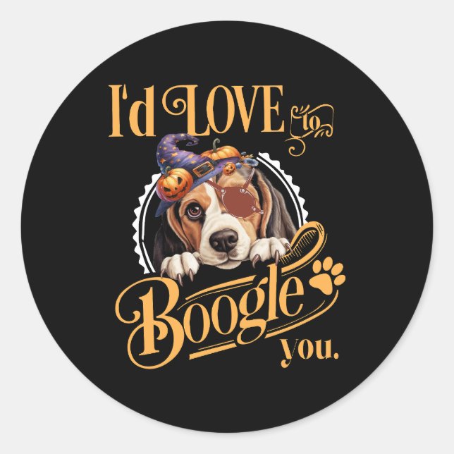 Pegatina Redonda Beagle Mom Halloween Dog Lover (Anverso)