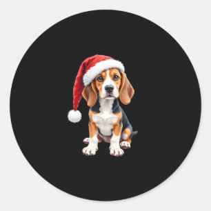 Pegatina Redonda Beagle Navidades Perro camiseta de manga larga