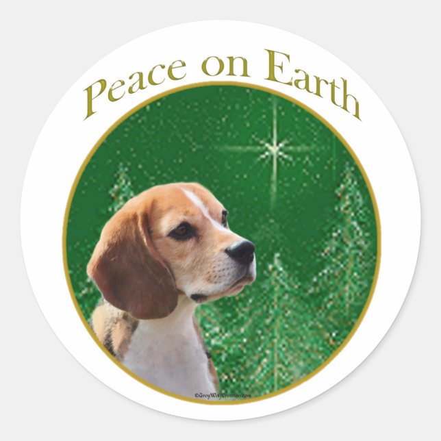 Pegatina Redonda Beagle Peace (Anverso)