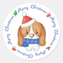 Beagle Puppy Dog Cute Santa Merry Navidad