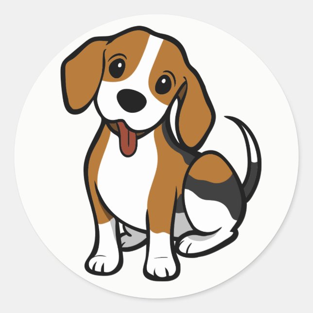 Pegatina Redonda Beagle Puppy Dog Personalizado - Love Beagles Pega (Anverso)