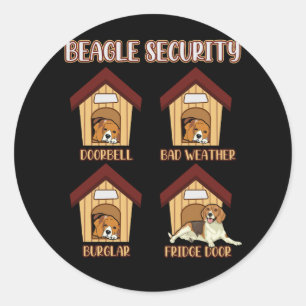 Pegatina Redonda Beagle Security Beagle Doorbell Bad Weather Burgla