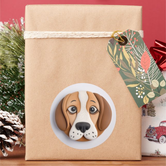 Pegatina Redonda Beagle, una deliciosa galleta inspirada (Vacaciones)