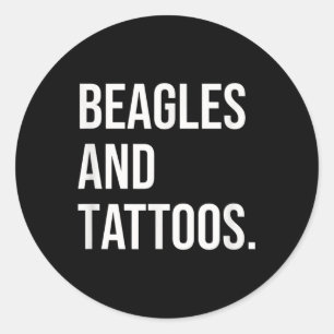 Pegatina Redonda Beagles And Tattoos Beagle Dueño Perro Tinta Lover