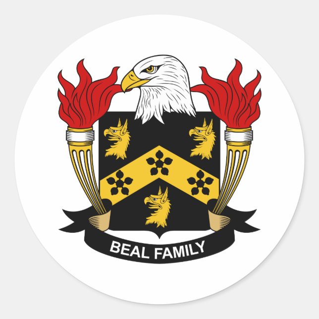 Pegatina Redonda Beal Family Crest (Anverso)