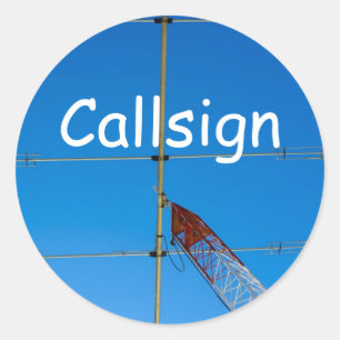 Pegatina Redonda Beam Antenna y Callsign