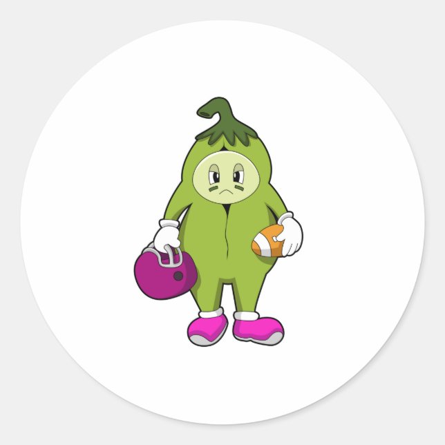 Pegatina Redonda Bean en deportes de fútbol (Anverso)