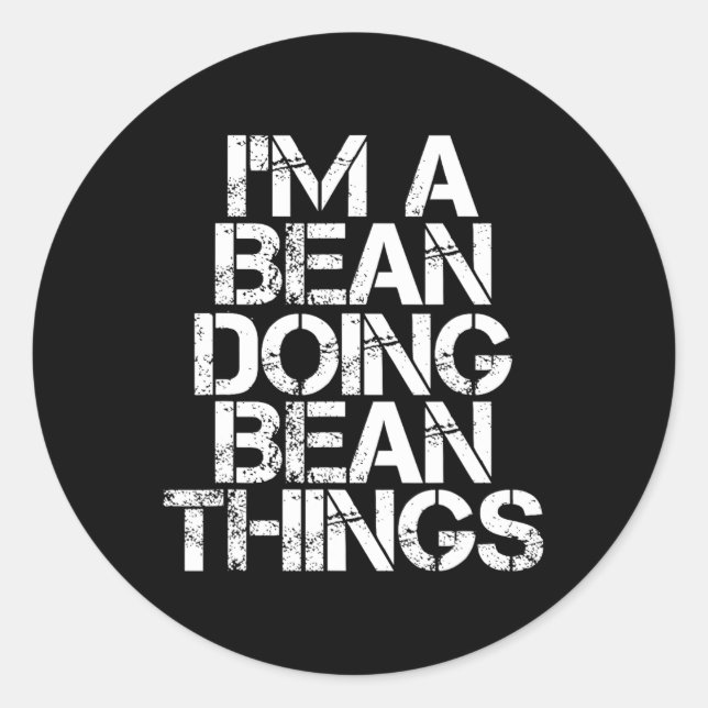 Pegatina Redonda Bean Funny Surname Family Tree Birday Reunion Gi (Anverso)