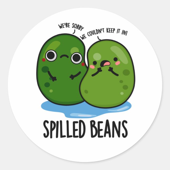 Pegatina Redonda Beans Funny Veggie Bean Pun (Anverso)