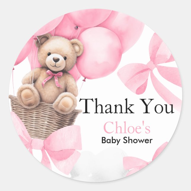 Pegatina Redonda Bear Baby Shower (Anverso)