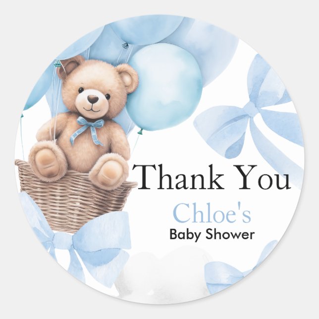 Pegatina Redonda Bear Baby Shower (Anverso)