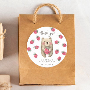 Pegatina Redonda Bear Baby Shower - gracias