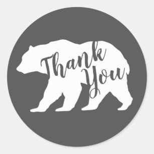 Pegatina Redonda Bear Baby Shower Woodland Lodge