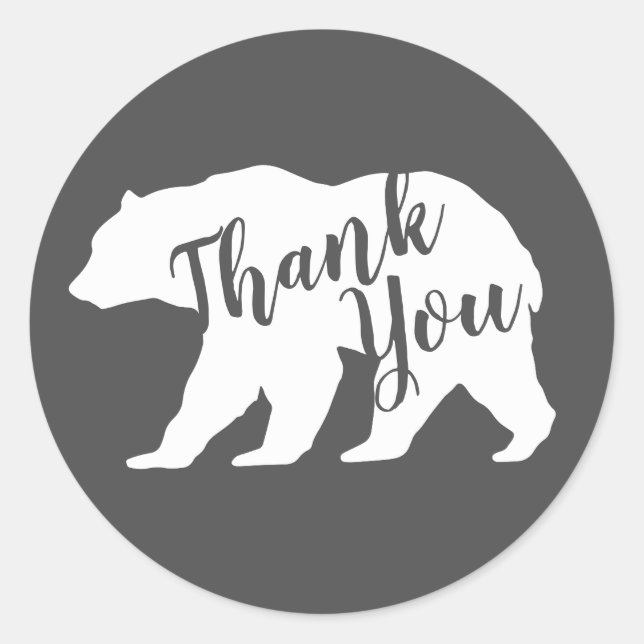 Pegatina Redonda Bear Baby Shower Woodland Lodge (Anverso)