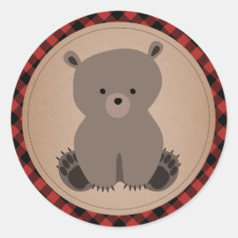 Pegatina Redonda Bear Bear Cub Plantado Baby Shower