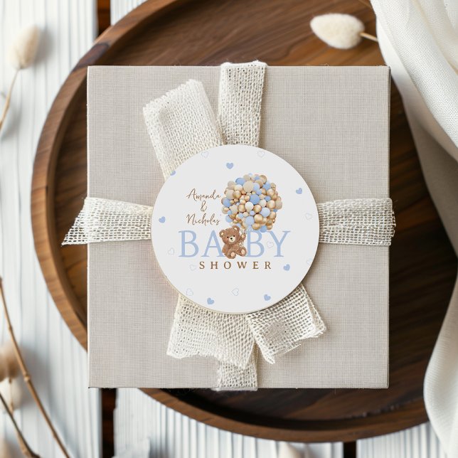 Pegatina Redonda Bear Blue Bearly espera Baby Shower (Subido por el creador)