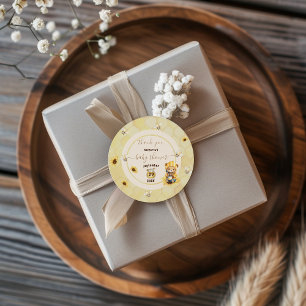 Pegatina Redonda Bear Bumble Bee Baby Shower Gracias