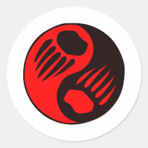 Pegatina Redonda Bear Claw Yin Yang