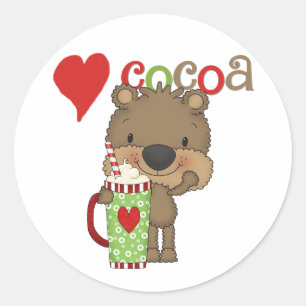 Pegatina Redonda Bear Cocoa Love Holiday