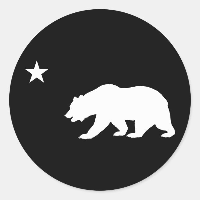Pegatina Redonda Bear de California (Anverso)