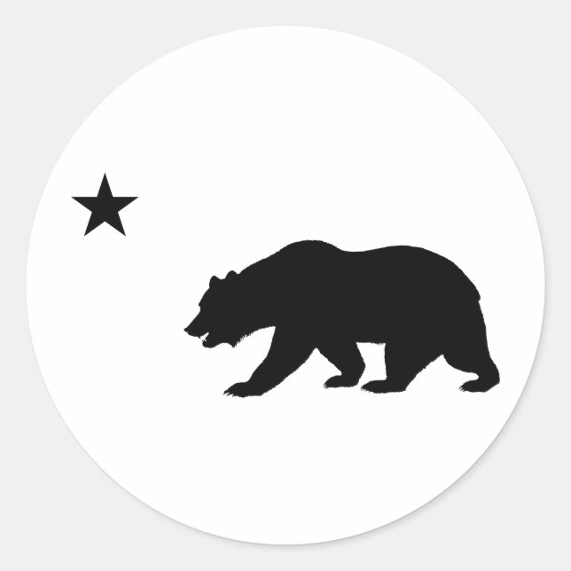 Pegatina Redonda Bear de California (Anverso)