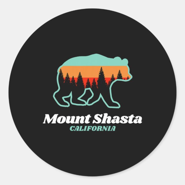 Pegatina Redonda Bear de snowboard de Mount Shasta California (Anverso)