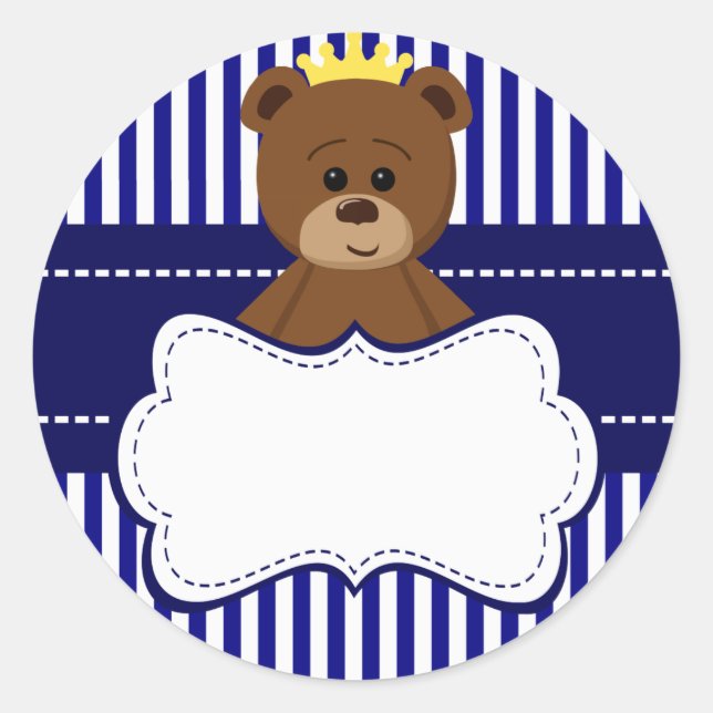 Pegatina Redonda Bear King - Round Sticker (Anverso)