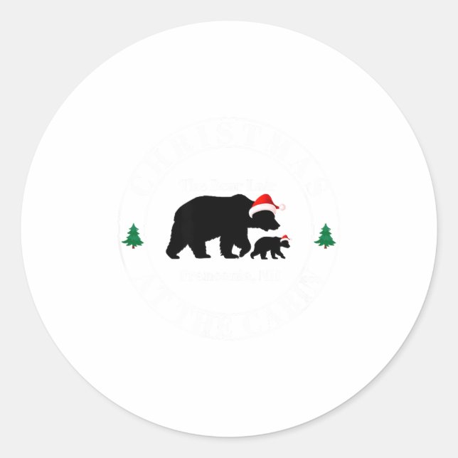 Pegatina Redonda Bear Lair New Hampshire Christmas  (Anverso)