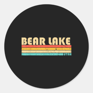 Pegatina Redonda Bear Lake Utah Divertido Pesca Camping Verano 