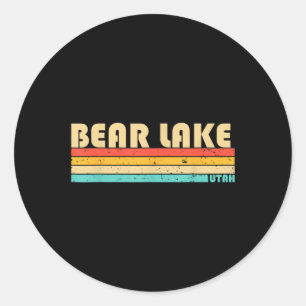 Pegatina Redonda Bear Lake Utah Graciosa Pesca Camping Verano