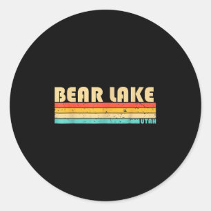 Pegatina Redonda Bear Lake Utah Graciosa Pesca Camping Verano