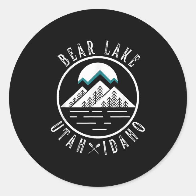 Pegatina Redonda Bear Lake Utah Idaho Camping (Anverso)