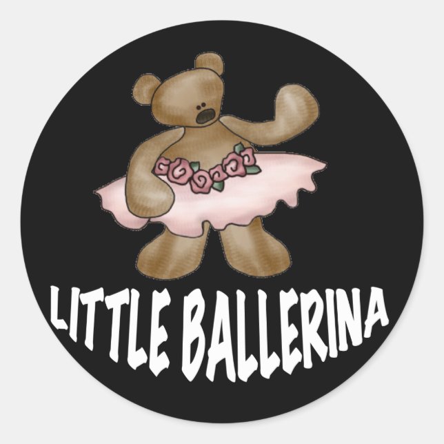 Pegatina Redonda Bear Little Ballerina (Anverso)