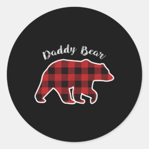 Pegatina Redonda Bear Men Red Planteó Navidades Pajama Familia Dad