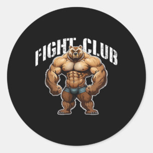 Pegatina Redonda Bear Músculos Boxeo Curso de entrenamiento Gimnasi