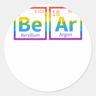 Pegatina Redonda Bear tabla periódica oso oso gay oso orgullo LGBT 