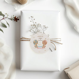 Pegatina Redonda Bear Twins Boy Chica Shower Pink Blue Gracias