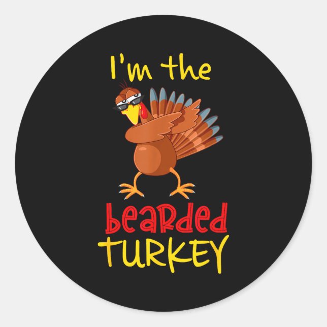 Pegatina Redonda Bearded Turkey Matching Family Group Thanksgiving  (Anverso)