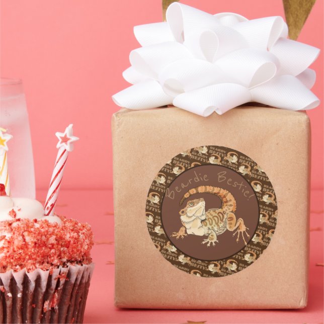 Pegatina Redonda ¡Beardie Bestie! (Fiesta)