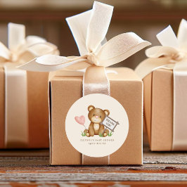 Pegatina Redonda Bearly Wait Baby Shower Gracias